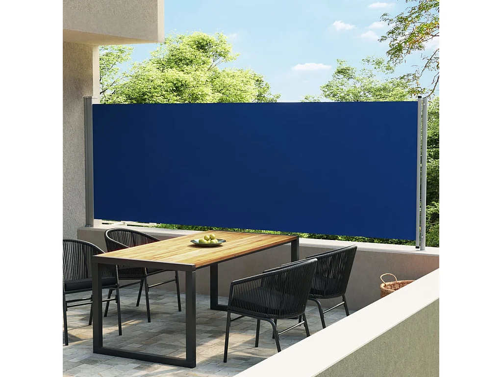 Auvent latéral rétractable de patio 600x160 Bleu