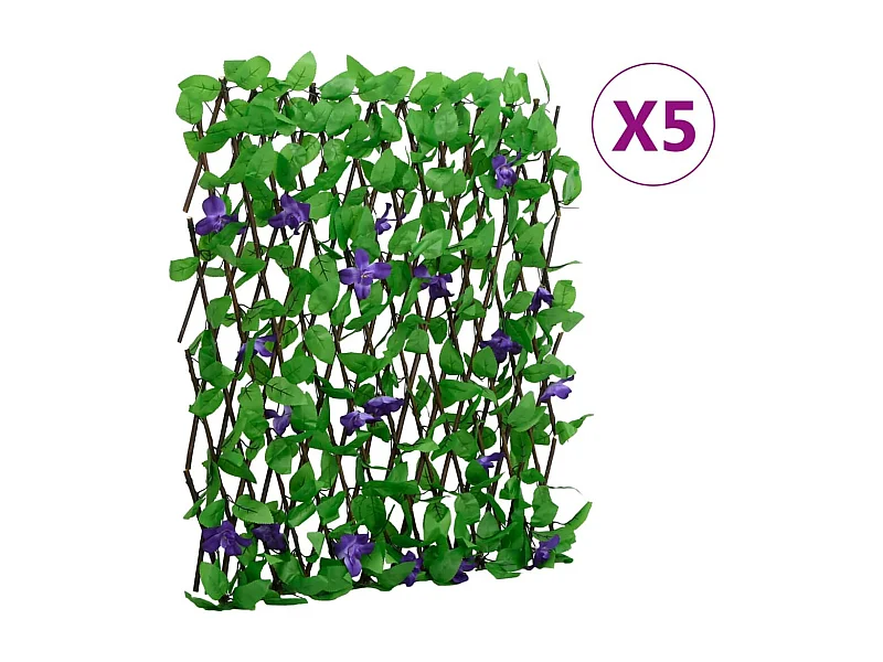 Treillis de lierre artificiel extensible 5 pcs vert 180x70