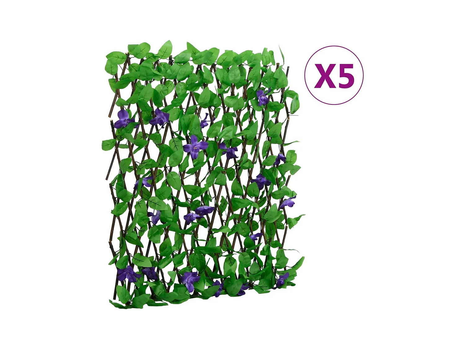 Treillis de lierre artificiel extensible 5 pcs vert 180x70