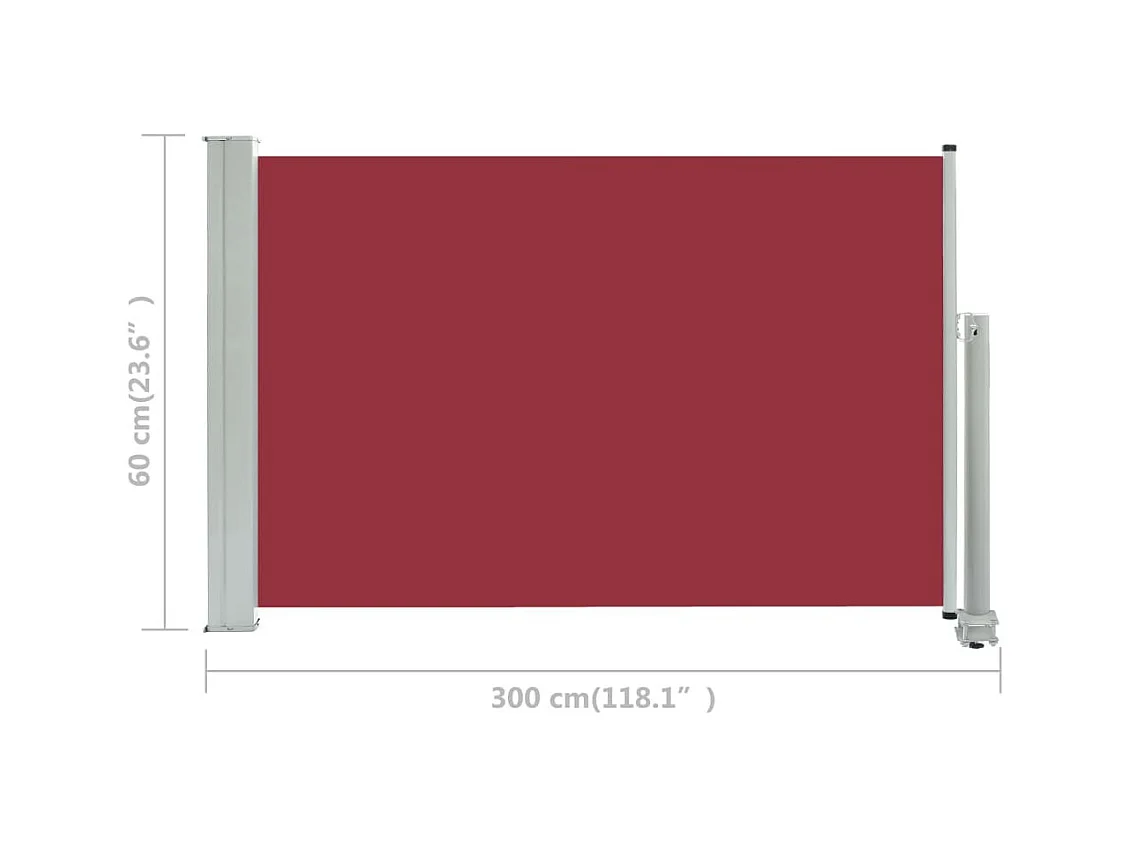 Auvent latéral rétractable de patio 60x300 Rouge