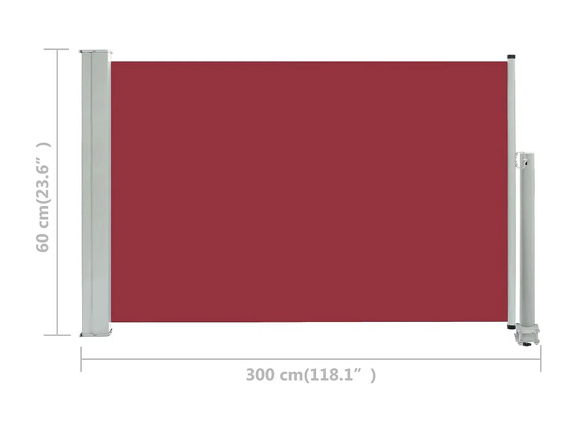 Auvent latéral rétractable de patio 60x300 Rouge