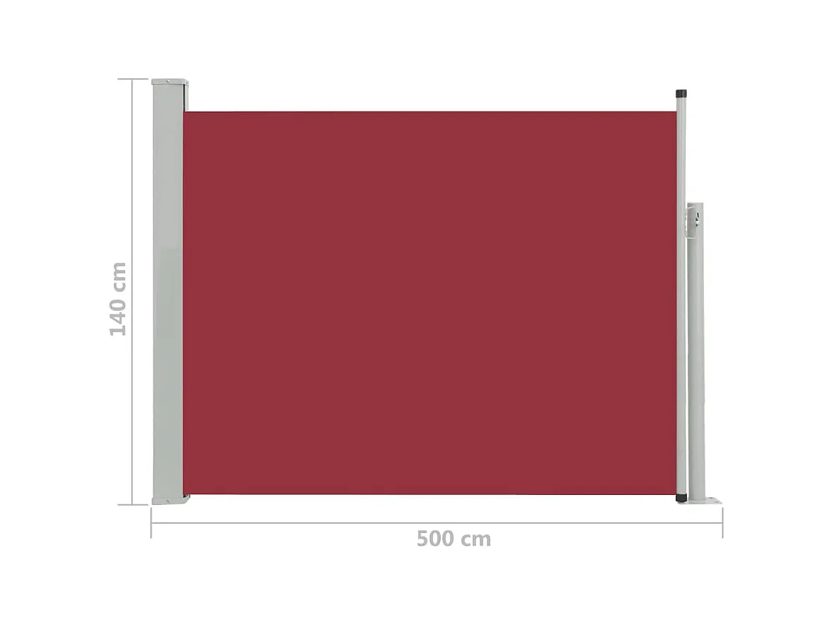 Auvent latéral rétractable de patio 140x500 Rouge