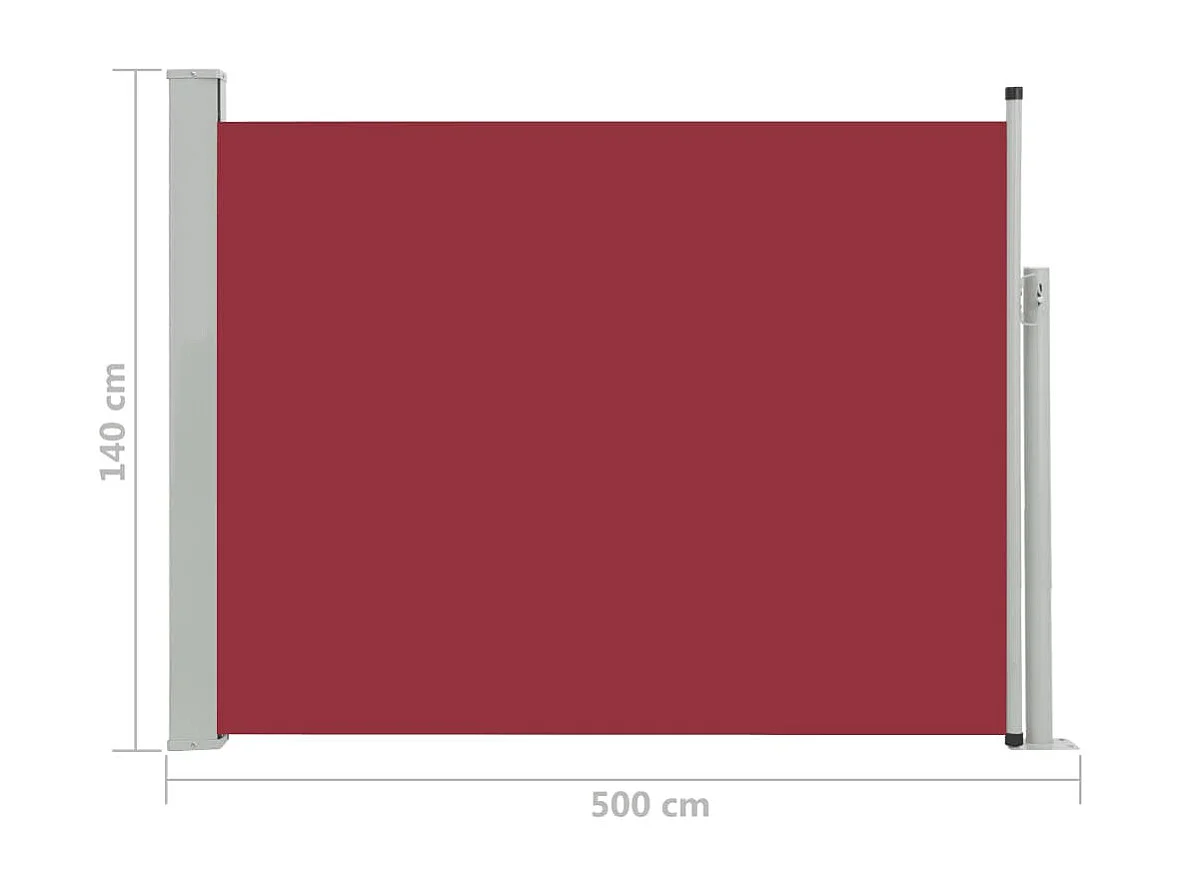 Auvent latéral rétractable de patio 140x500 Rouge