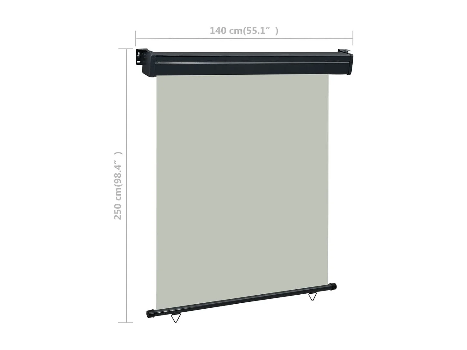 Auvent latéral de balcon 140x250 Gris