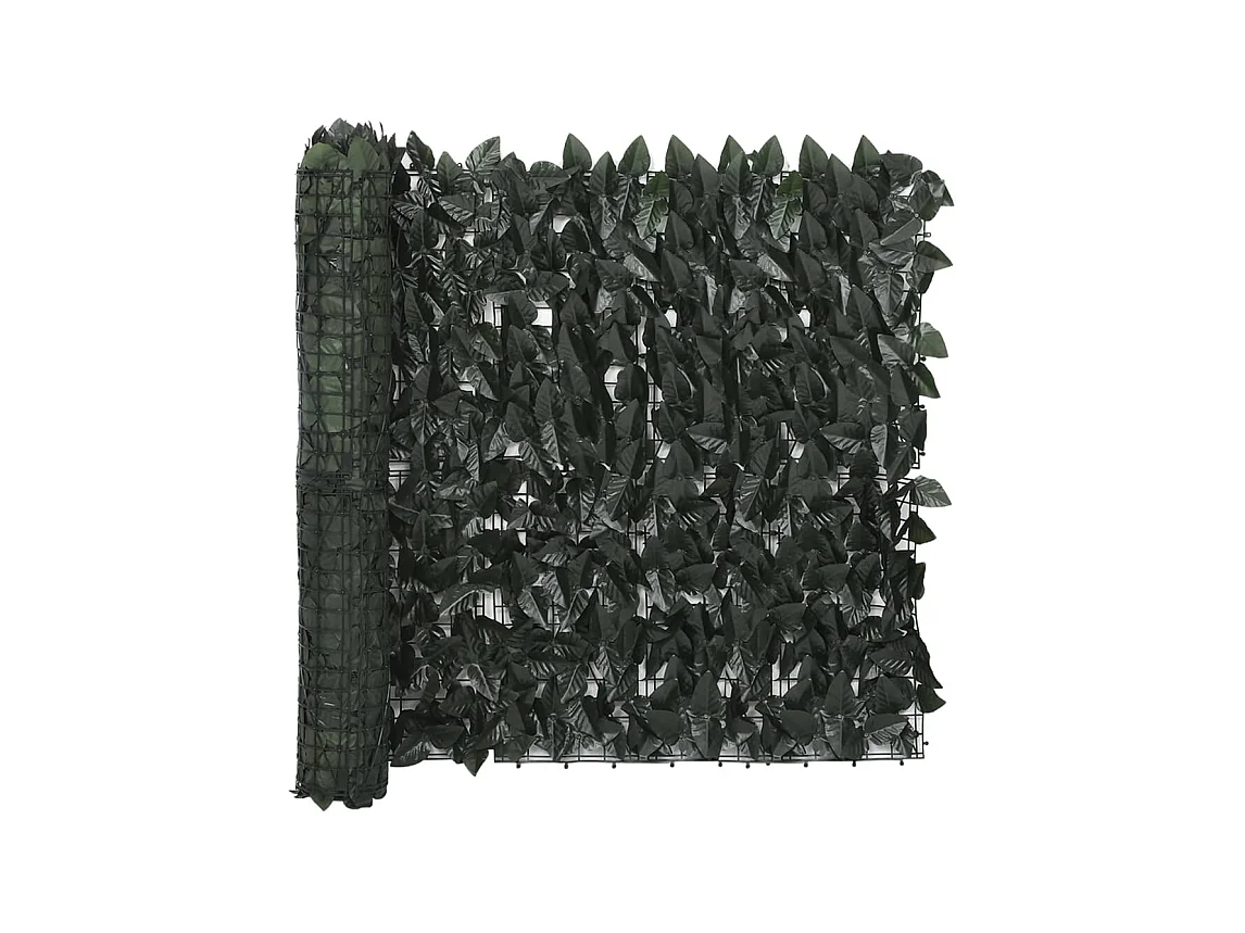 Écran de balcon avec feuilles vert foncé 400x75