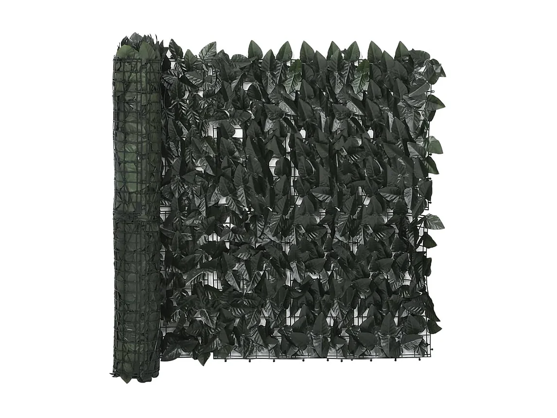Écran de balcon avec feuilles vert foncé 400x75