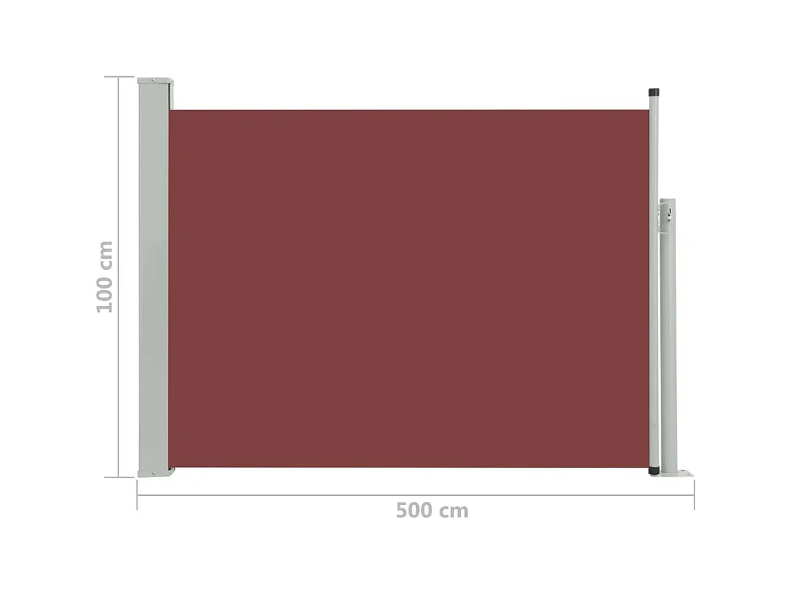 Auvent latéral rétractable de patio 100x500 Marron