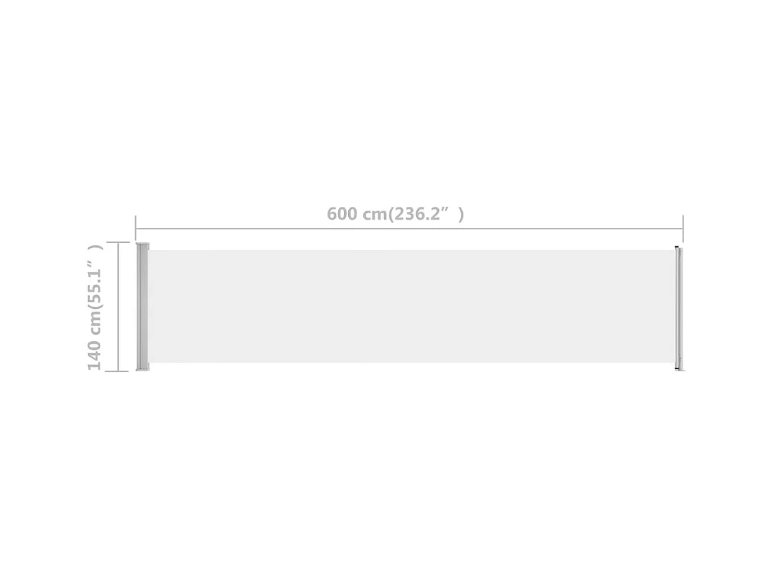 Auvent latéral rétractable de patio 140x600 Crème