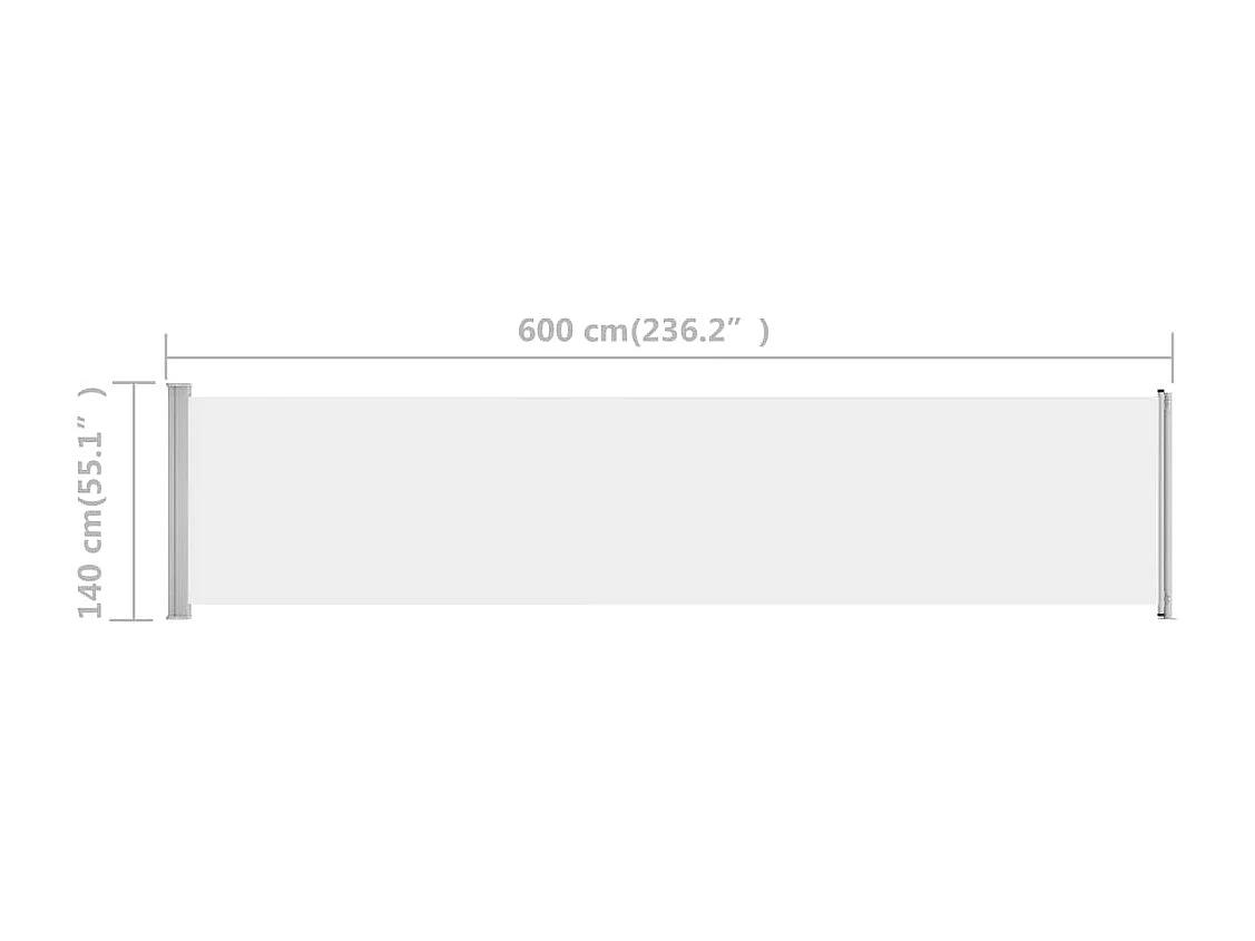 Auvent latéral rétractable de patio 140x600 Crème