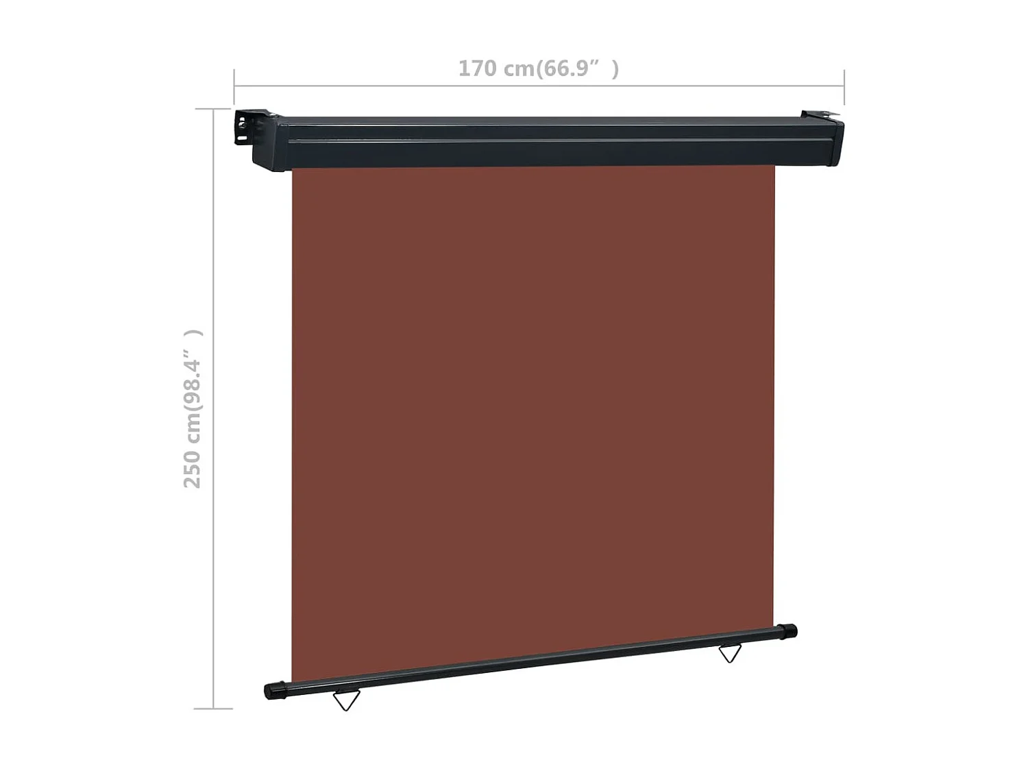 Auvent latéral de balcon 170x250 Marron 2