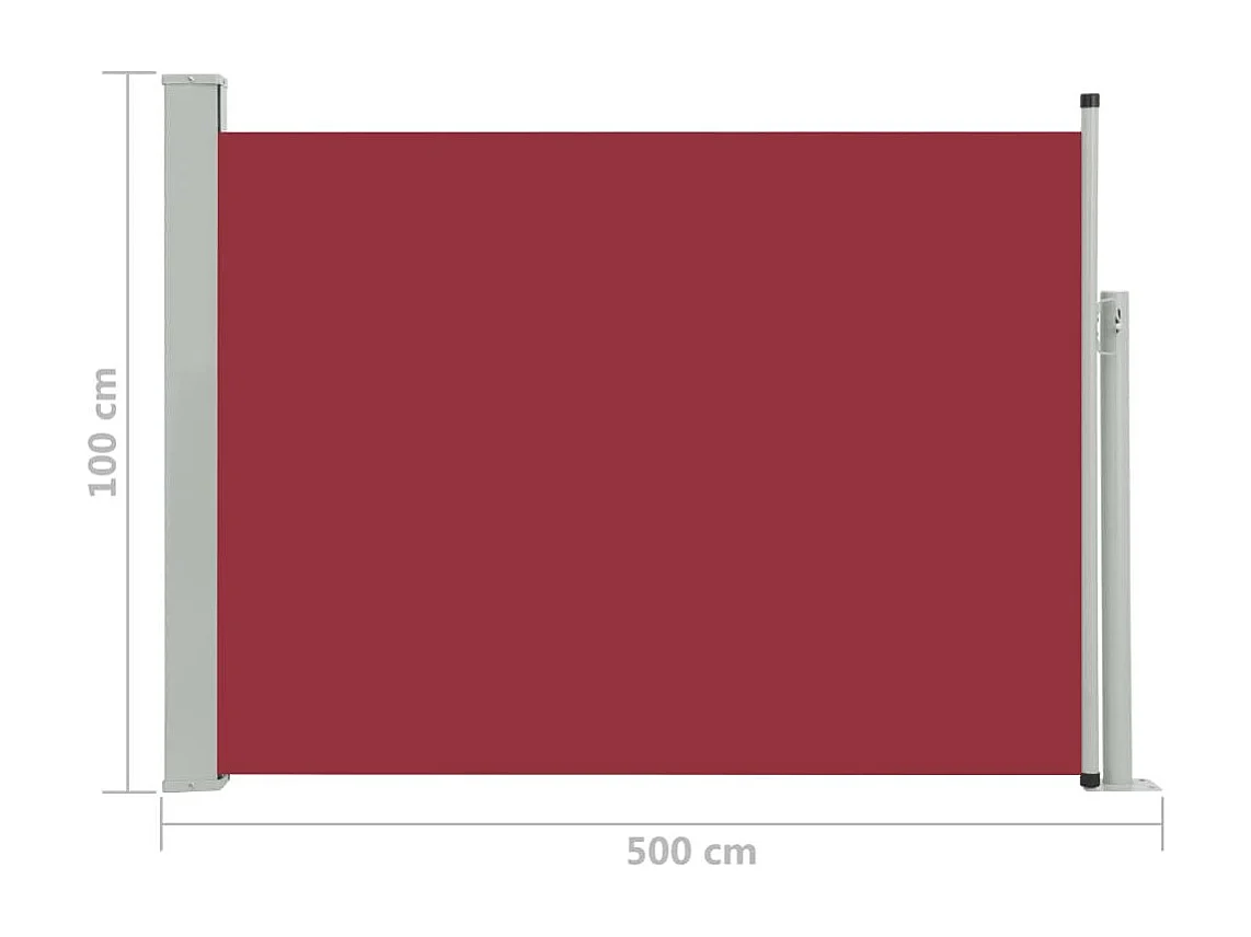 Auvent latéral rétractable de patio 100x500 Rouge