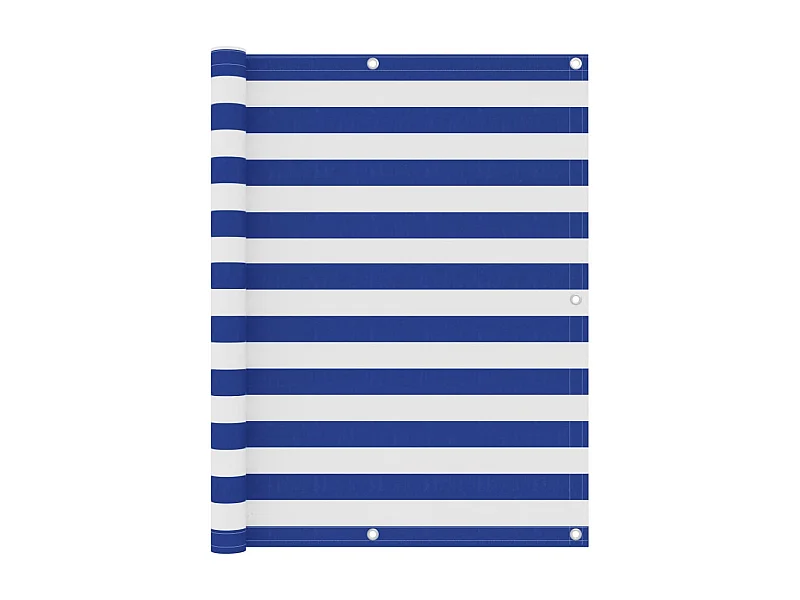 Écran de balcon Blanc et bleu 120x500 Tissu Oxford