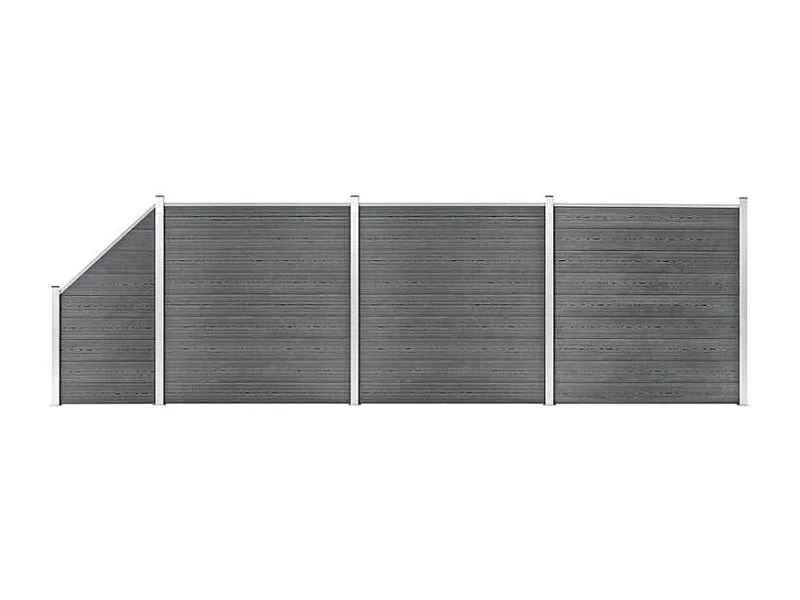 Ensemble de clôture WPC 3 Carré + 1 Incliné 619x186 Gris
