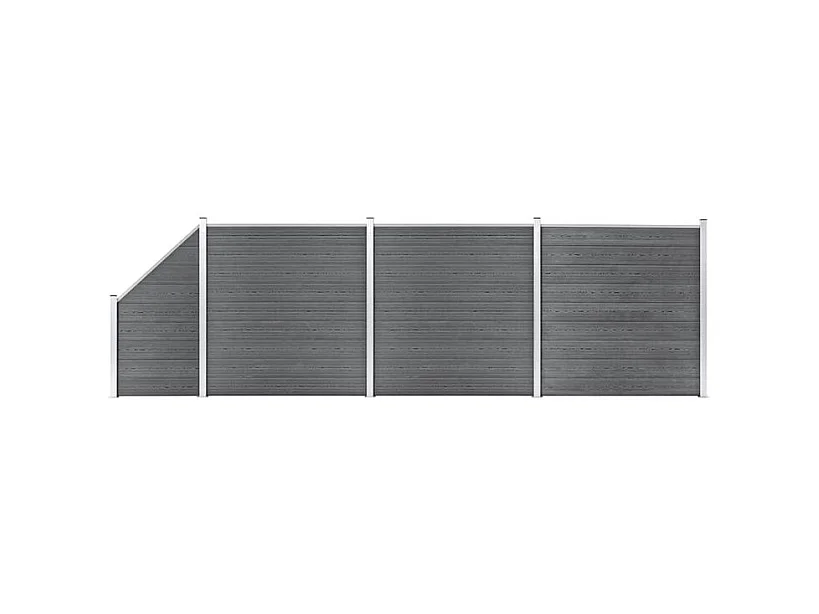 Ensemble de clôture WPC 3 Carré + 1 Incliné 619x186 Gris