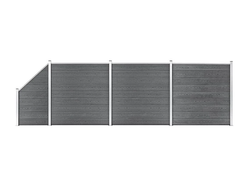 Ensemble de clôture WPC 3 Carré + 1 Incliné 619x186 Gris