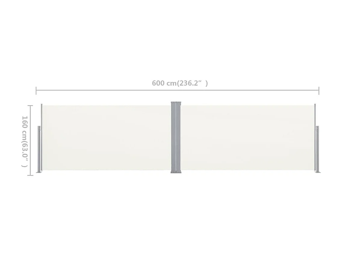 Auvent latéral rétractable 160x600 Crème