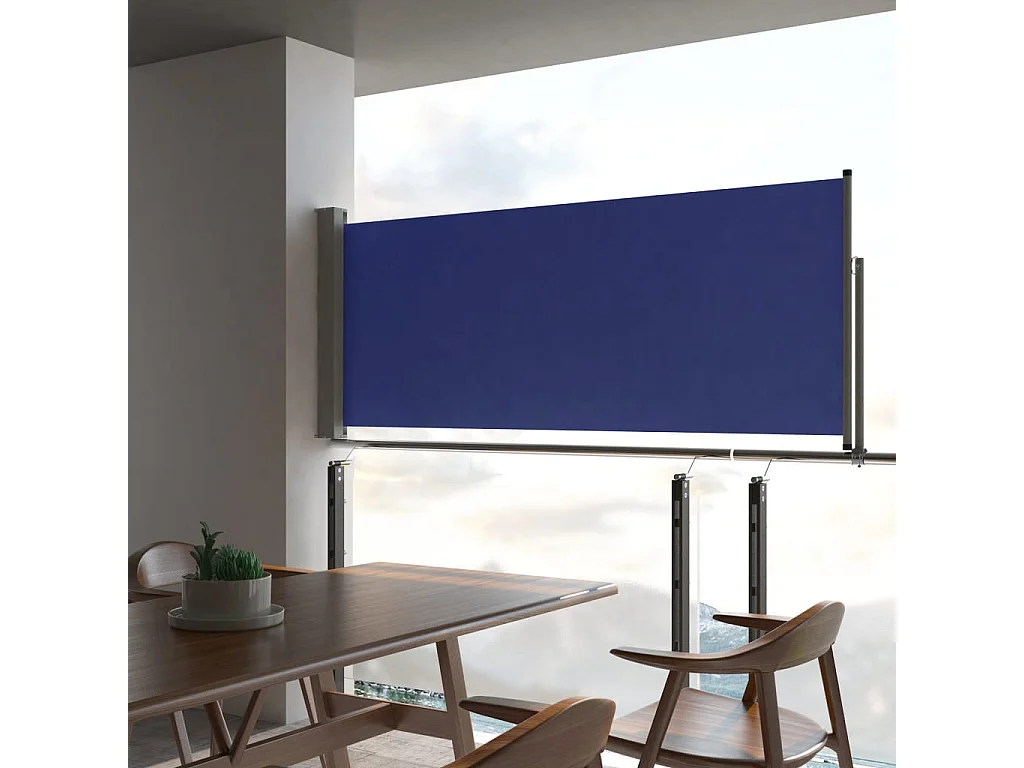 Auvent latéral rétractable de patio 100x300 Bleu