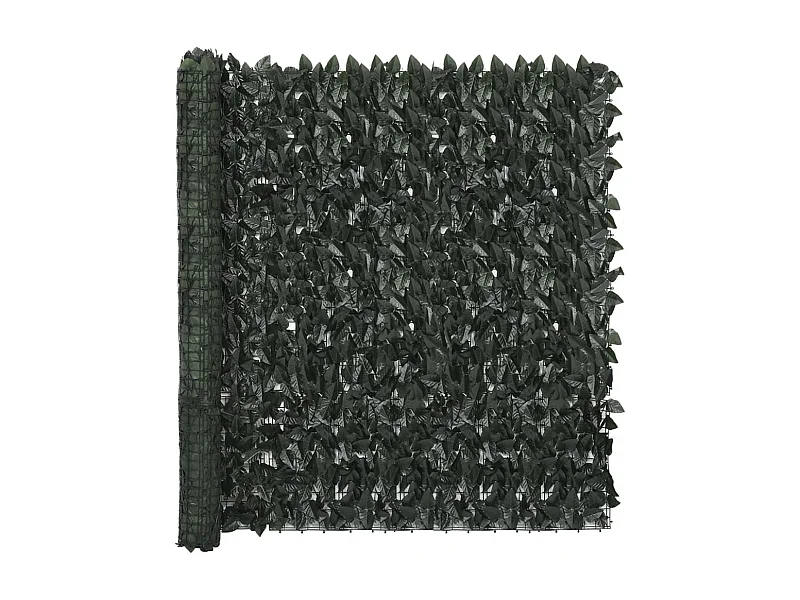 Écran de balcon avec feuilles vert foncé 500x150