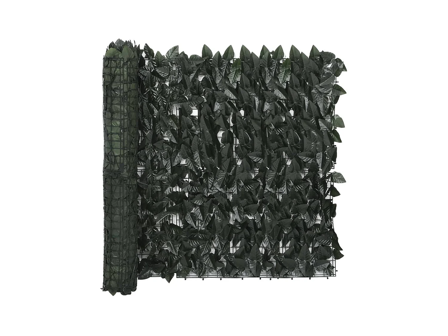 Écran de balcon avec feuilles vert foncé 500x75