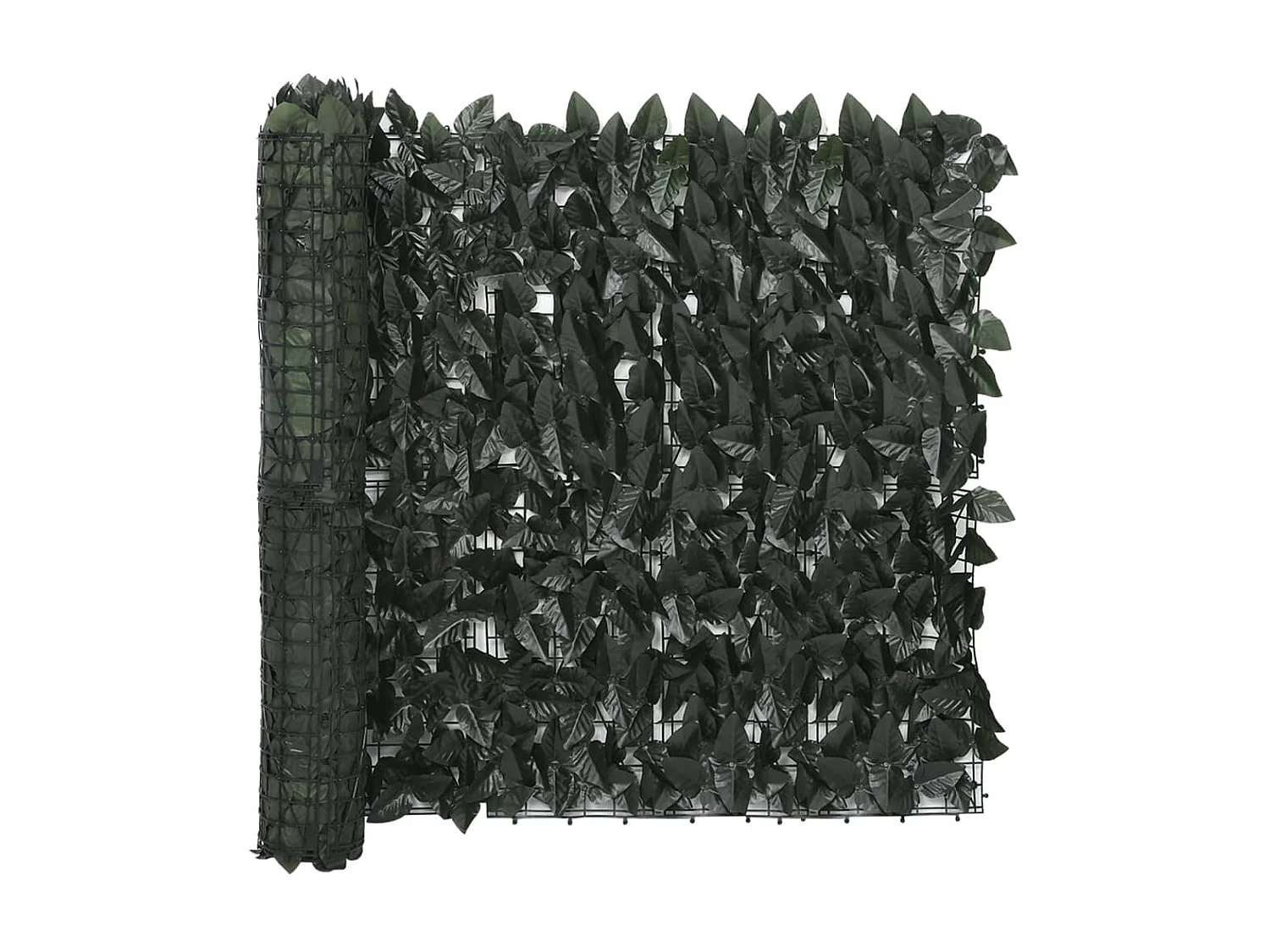 Écran de balcon avec feuilles vert foncé 500x75