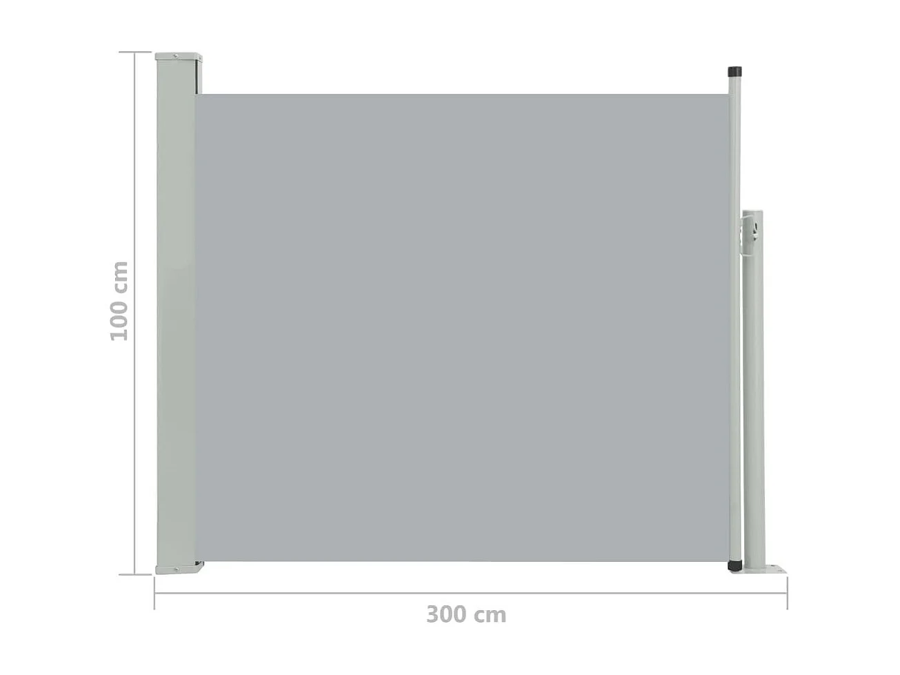 Auvent latéral rétractable de patio 100x300 Gris