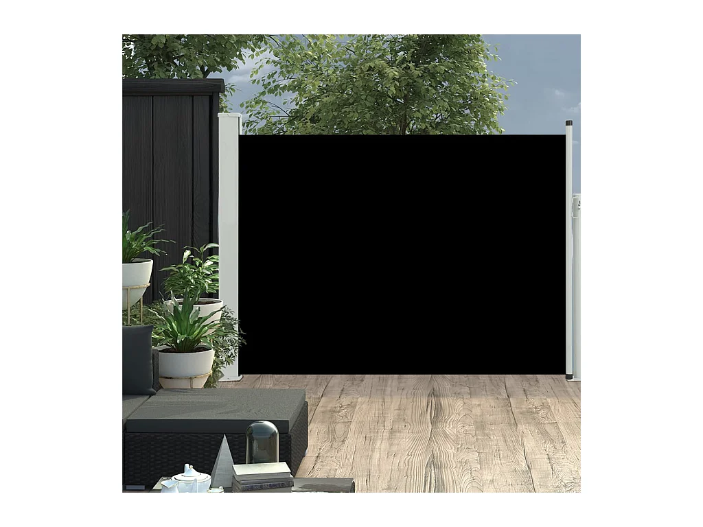 Auvent latéral rétractable de patio 100x500 Noir