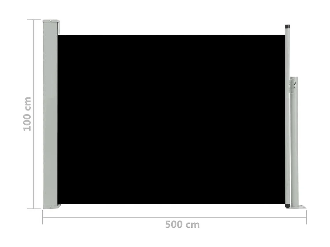 Auvent latéral rétractable de patio 100x500 Noir