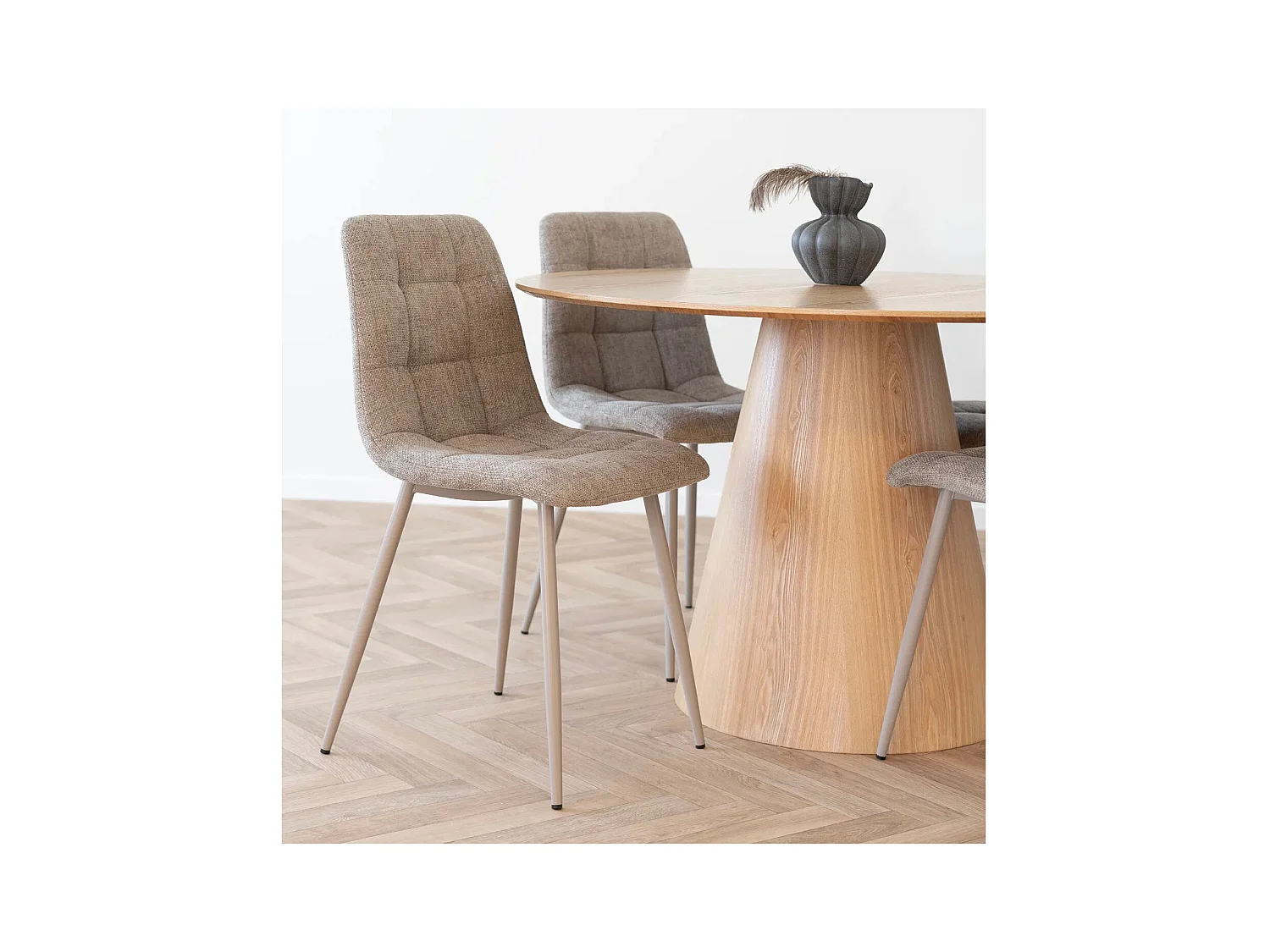 Table à manger ronde BOLTON Ø120cm – Élégance naturelle et format convivial-Marron