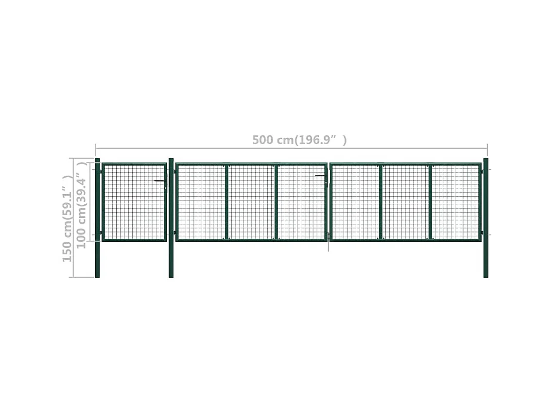 Portail de jardin Acier 500x100 Vert