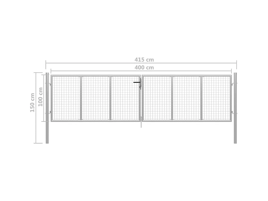 Porte de jardin Acier galvanisé 415x150 Argenté