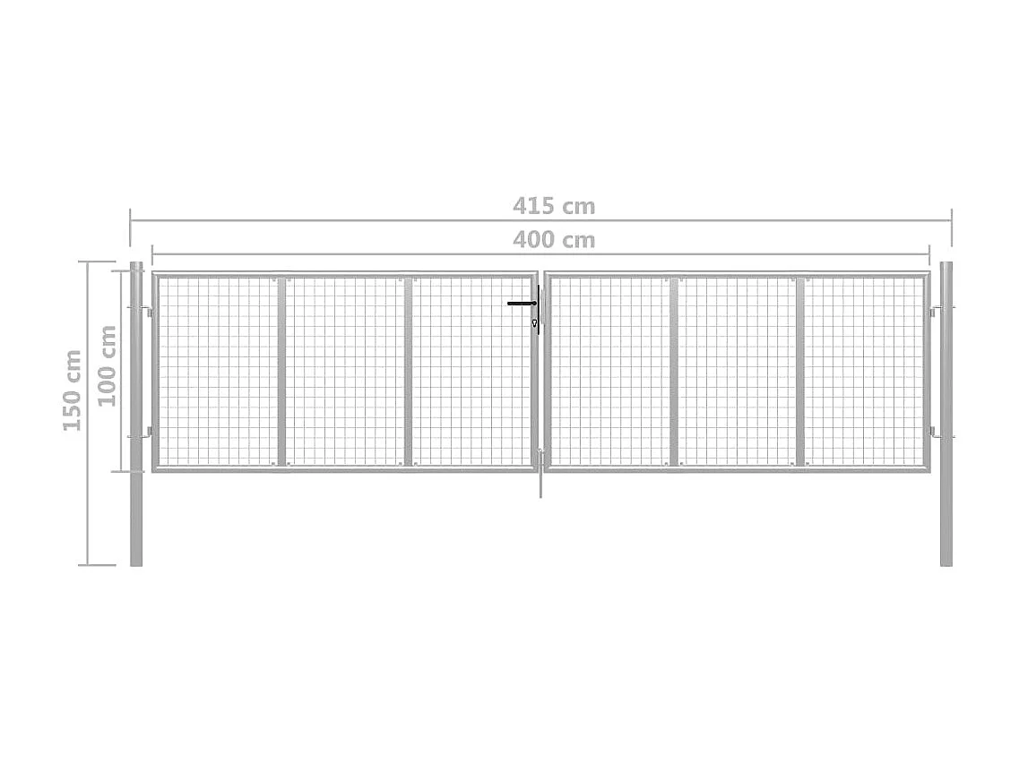 Porte de jardin Acier galvanisé 415x150 Argenté