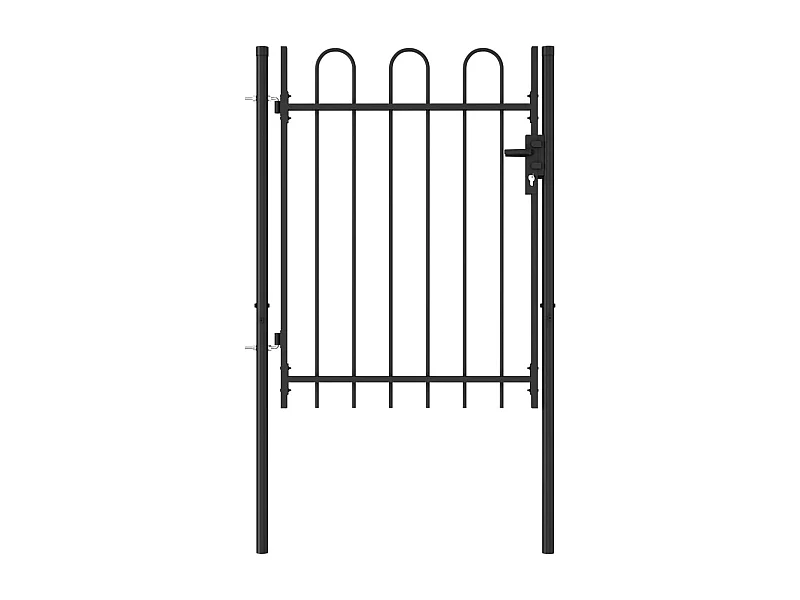 Portillon simple porte avec dessus arqué Acier 1x1,2 m Noir