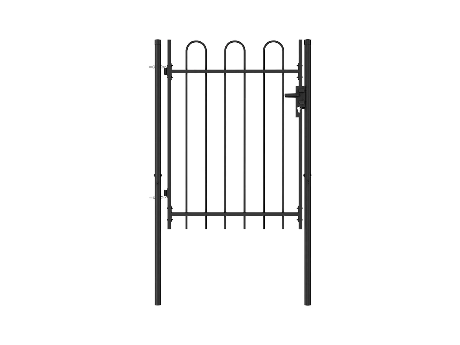 Portillon simple porte avec dessus arqué Acier 1x1,2 m Noir