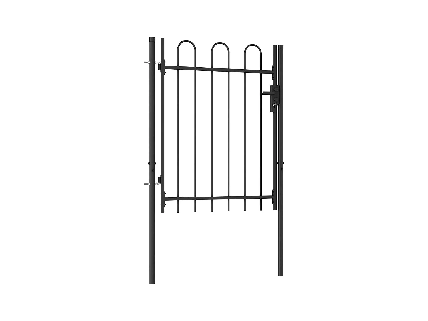 Portillon simple porte avec dessus arqué Acier 1x1,2 m Noir