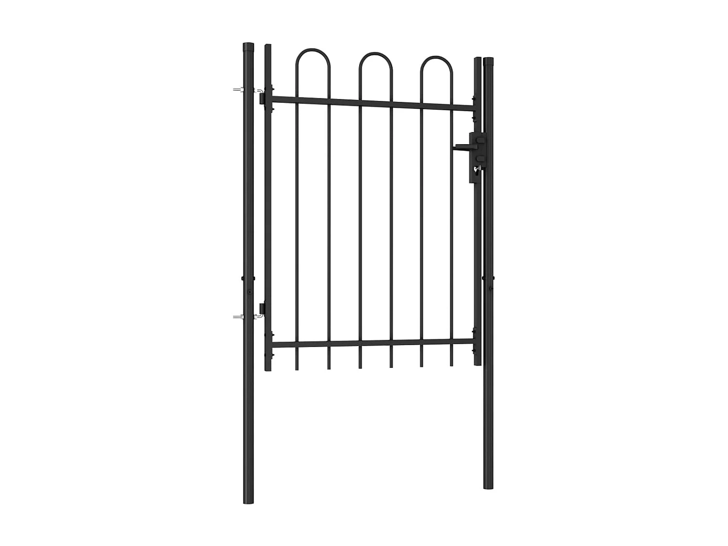 Portillon simple porte avec dessus arqué Acier 1x1,2 m Noir