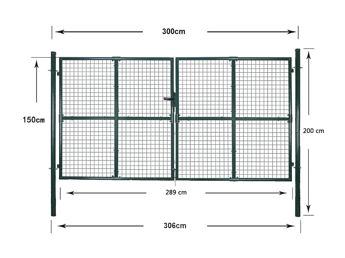 Portail de clôture à porte double Acier enduit de poudre