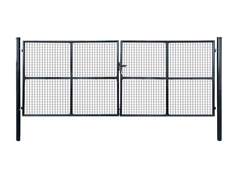 Portail en maille de jardin Acier galvanisé 400x150 Gris 2