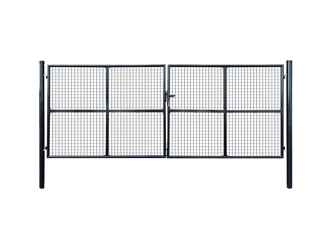 Portail en maille de jardin Acier galvanisé 400x150 Gris 2
