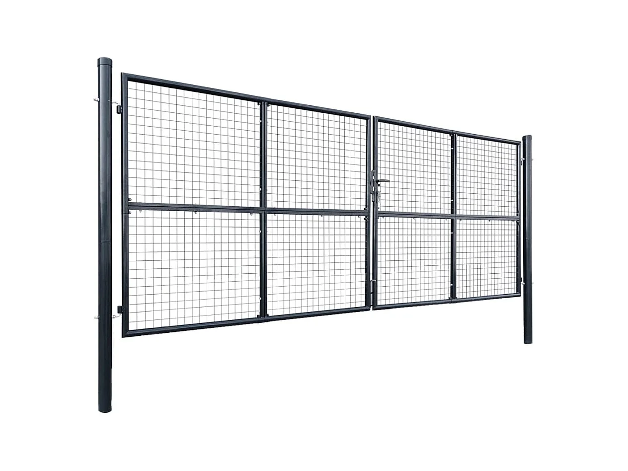 Portail en maille de jardin Acier galvanisé 400x150 Gris 2