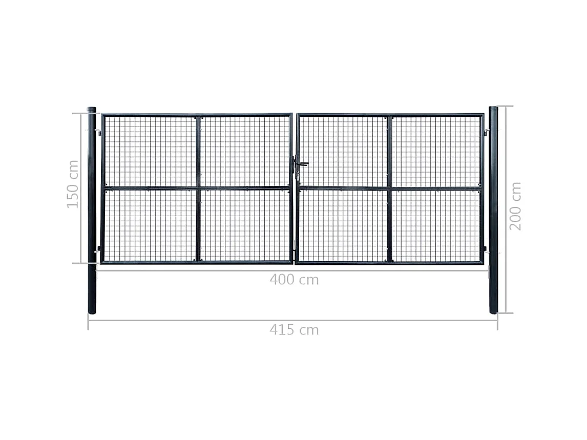 Portail en maille de jardin Acier galvanisé 400x150 Gris 2
