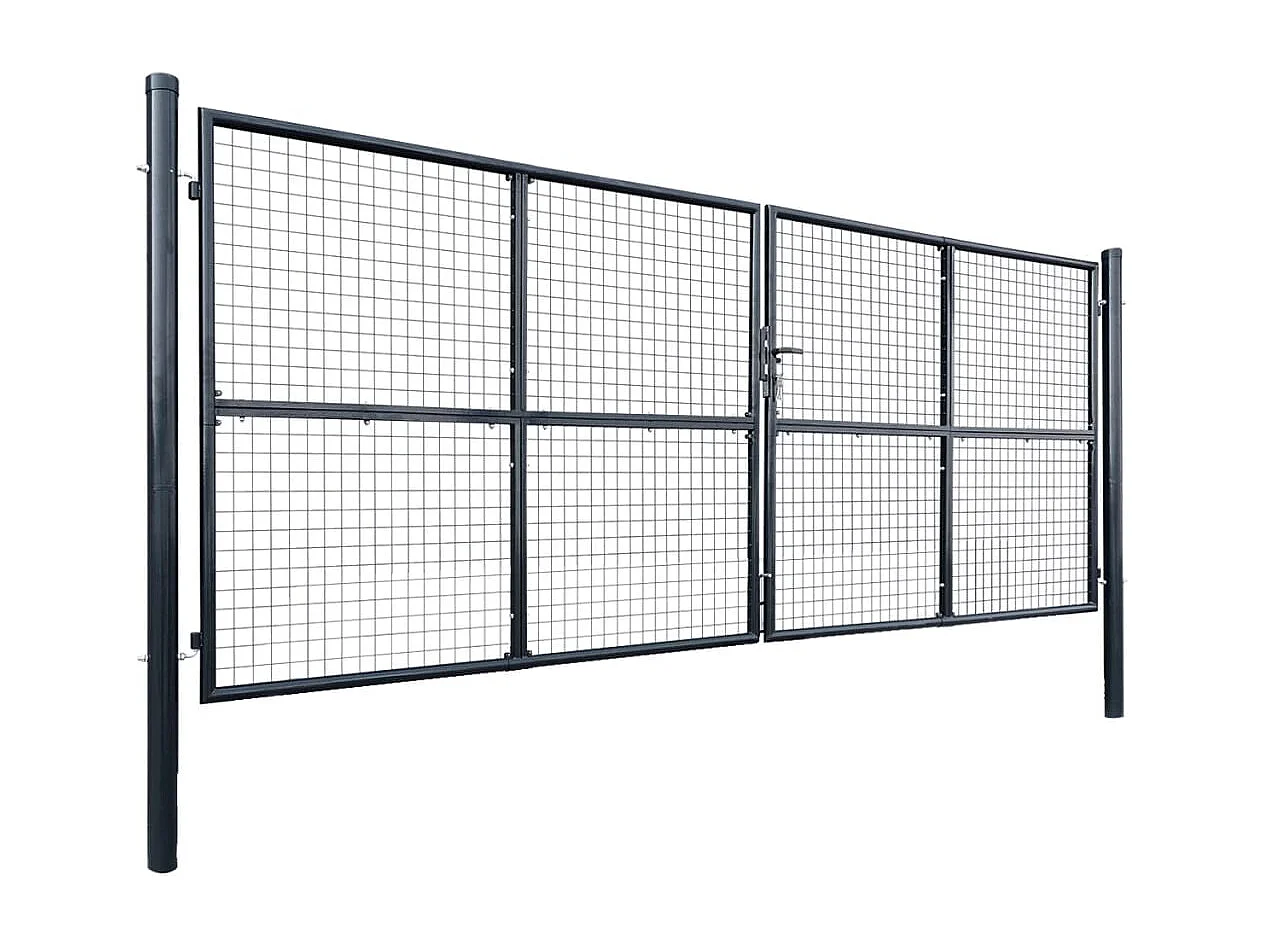 Portail en maille de jardin Acier galvanisé 400x150 Gris 2