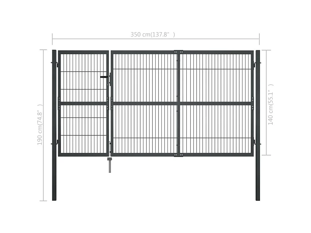 Portillon avec poteaux Acier 350x140 Anthracite