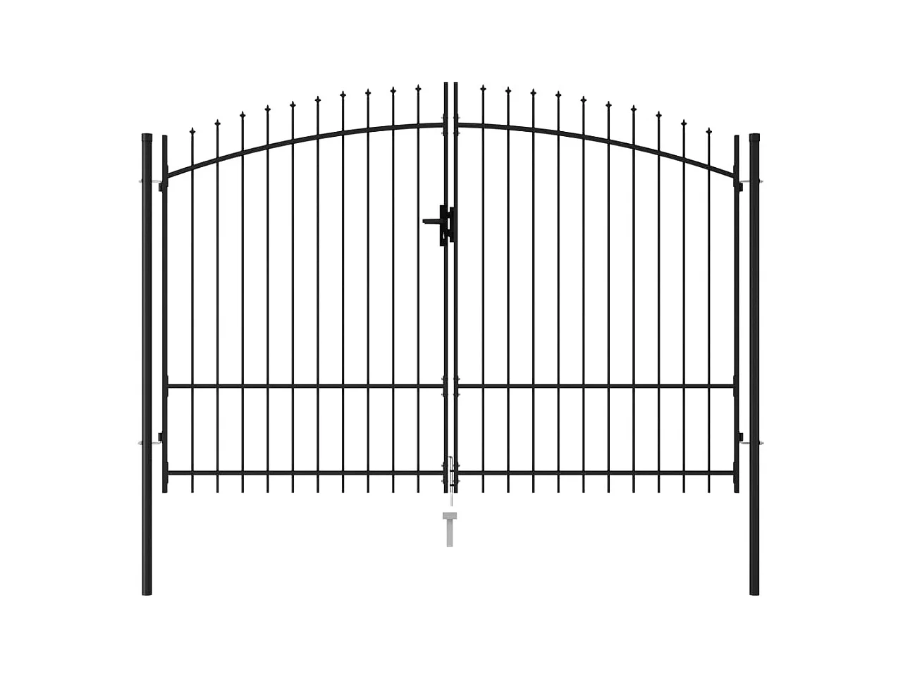 Portillon double porte avec dessus à pointe Acier 3x1,75 m Noir