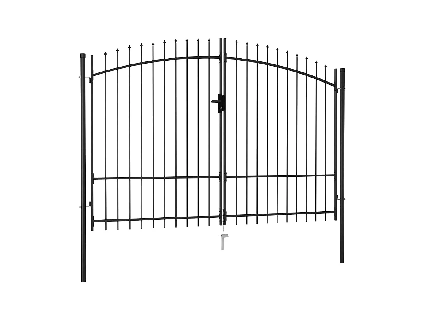 Portillon double porte avec dessus à pointe Acier 3x1,75 m Noir