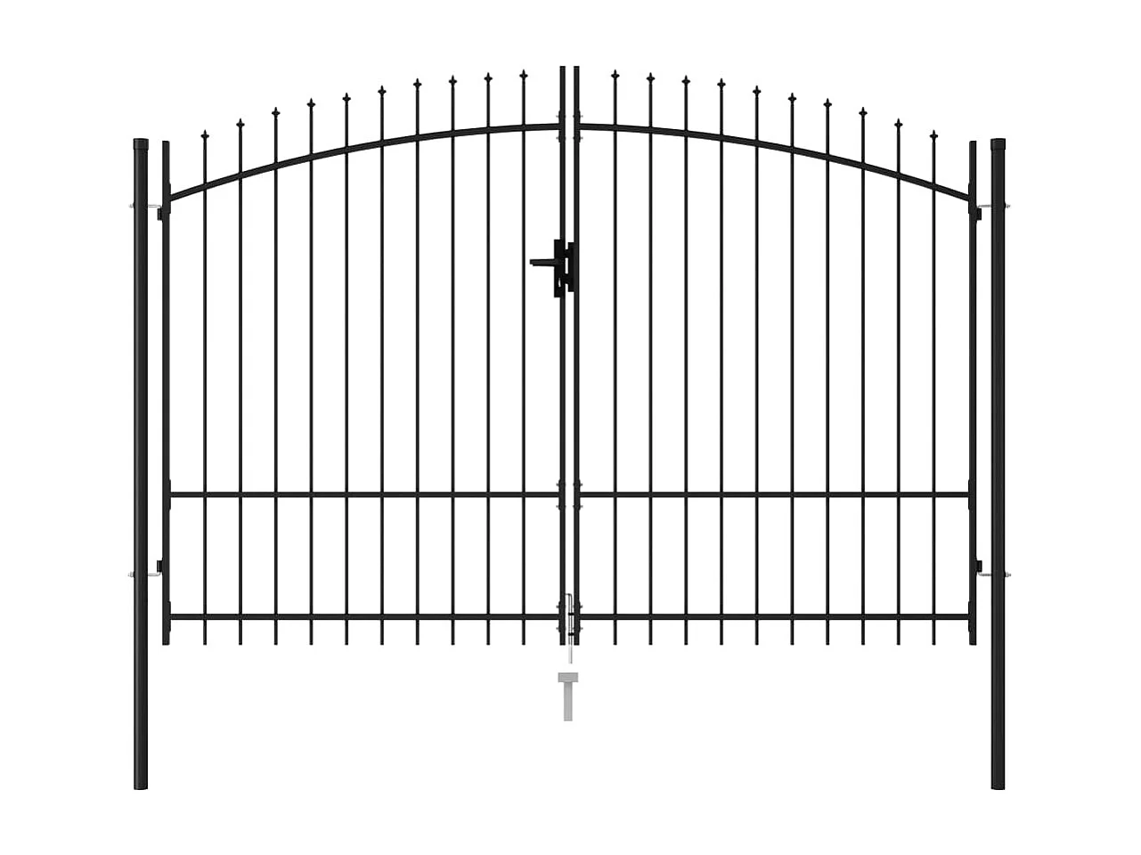 Portillon double porte avec dessus à pointe Acier 3x1,75 m Noir