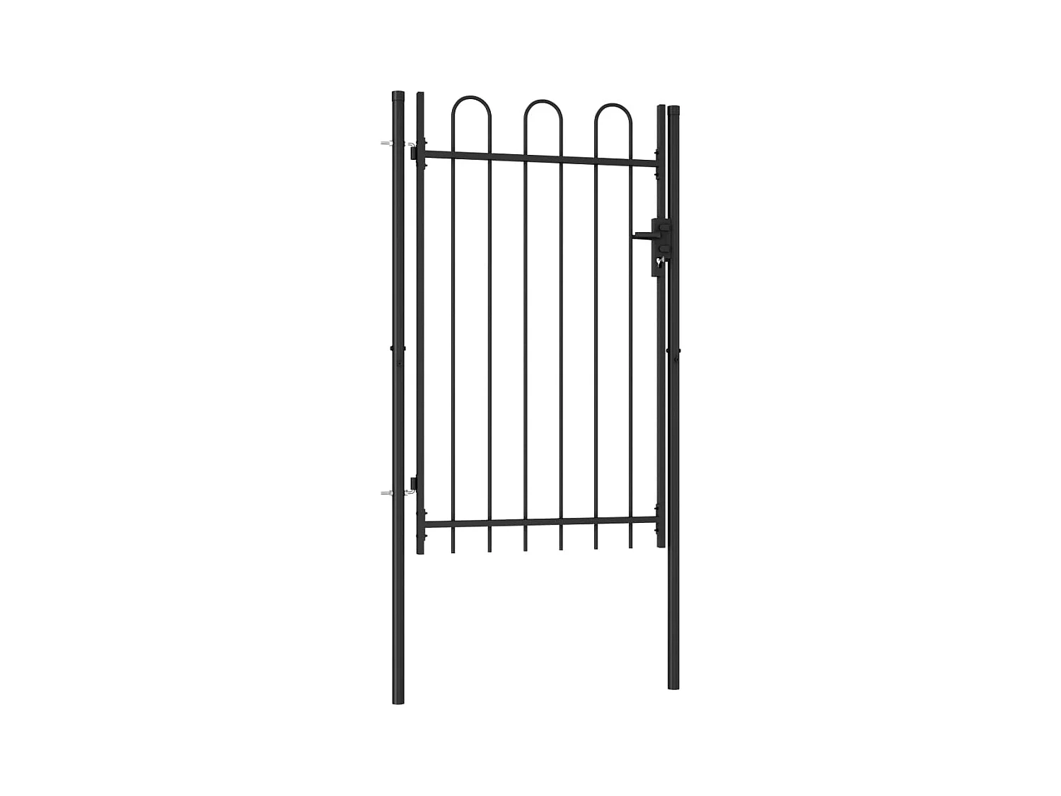 Portillon simple porte avec dessus arqué Acier 1x1,5 m Noir