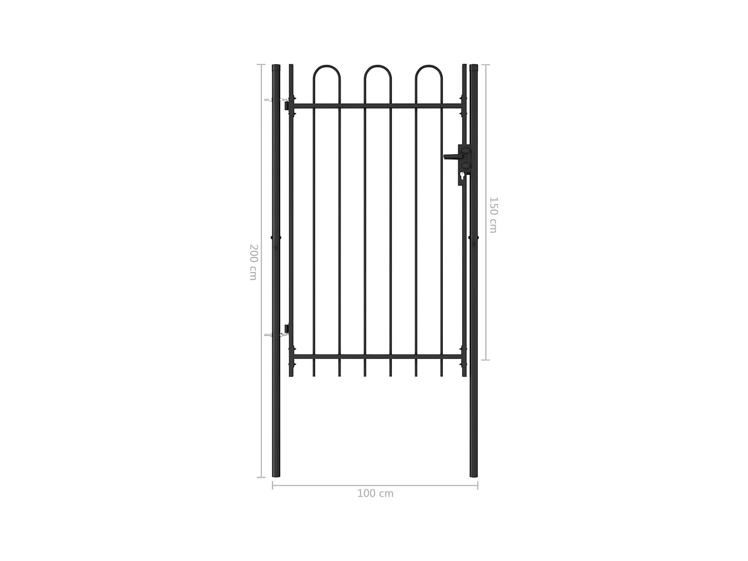 Portillon simple porte avec dessus arqué Acier 1x1,5 m Noir