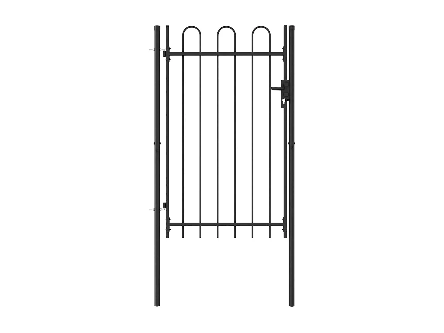 Portillon simple porte avec dessus arqué Acier 1x1,5 m Noir