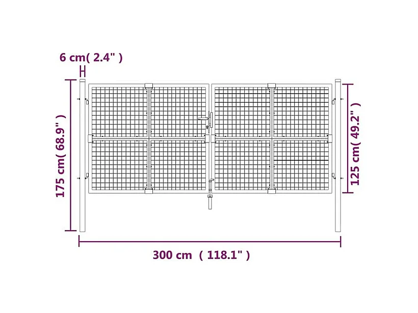 Portal de jardin maille anthracite 300x175 acier galvanisé