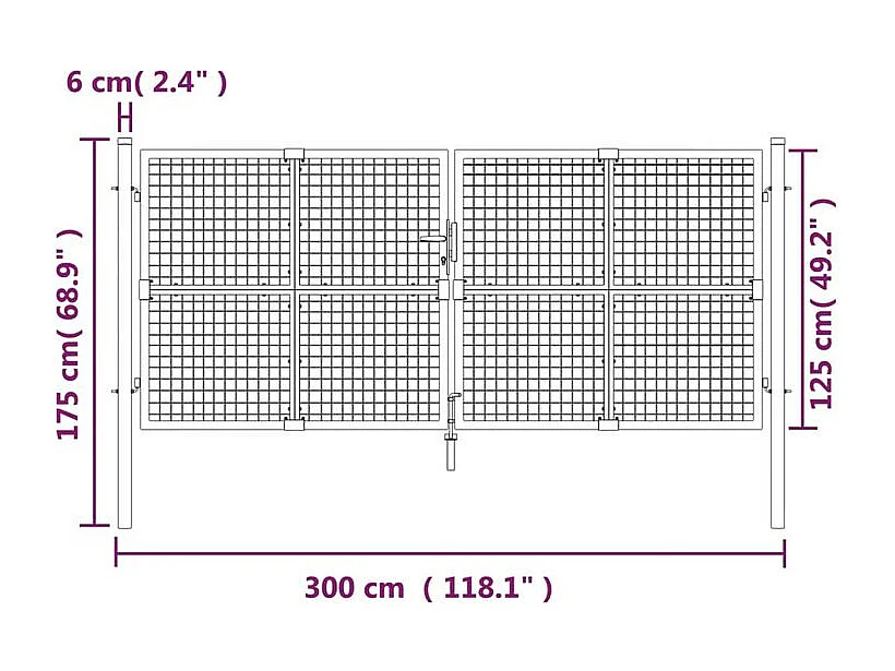Portal de jardin maille anthracite 300x175 acier galvanisé